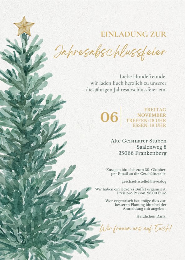 Einladung zur Jahresabschlussfeier